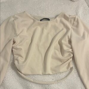 Zara Cream Long Sleeve Crop Top